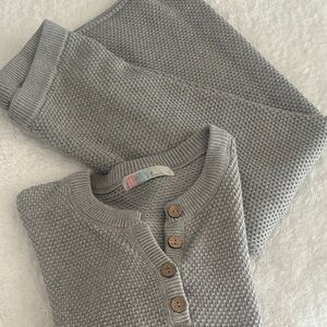 Free People Gray Knit Button Front Sweater